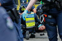 The Trans Liberation Protest outside the Victorian Parliament in Melbourne
