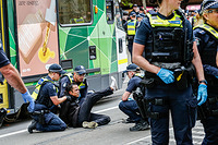 The Trans Liberation Protest outside the Victorian Parliament in Melbourne
