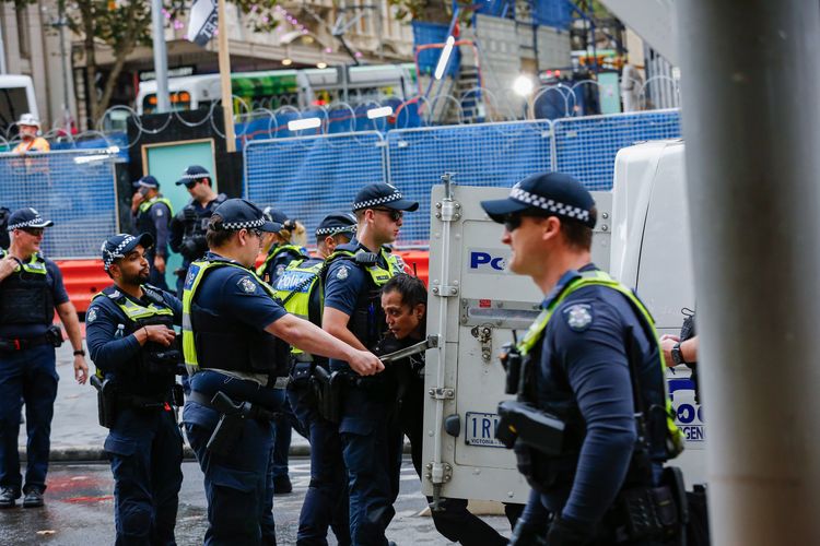 The Trans Liberation Protest outside the Victorian Parliament in Melbourne